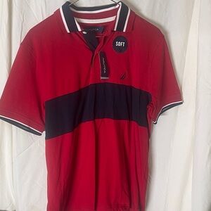 Nautica Men's Red and Navy Polo Shirt